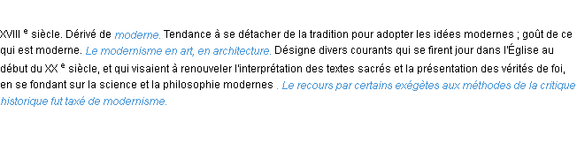 Définition modernisme ACAD 1986