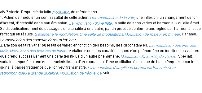 Définition modulation ACAD 1986