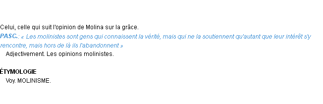Définition moliniste Emile Littré