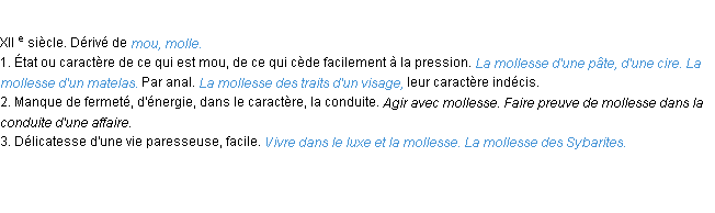 Définition mollesse ACAD 1986