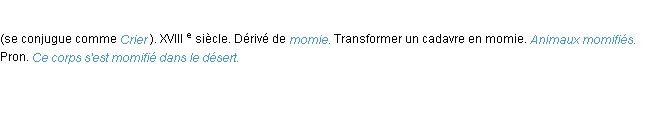 Définition momifier ACAD 1986