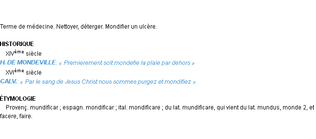 Définition mondifier Emile Littré