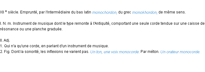 Définition monocorde ACAD 1986