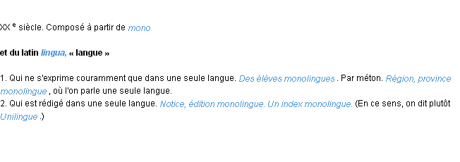 Définition monolingue ACAD 1986