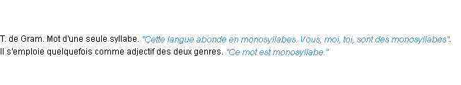 Définition monosyllabe ACAD 1835