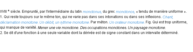 Définition monotone ACAD 1986