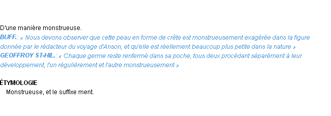 Définition monstrueusement Emile Littré