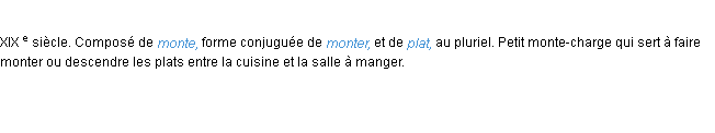 Définition monte-plats ACAD 1986