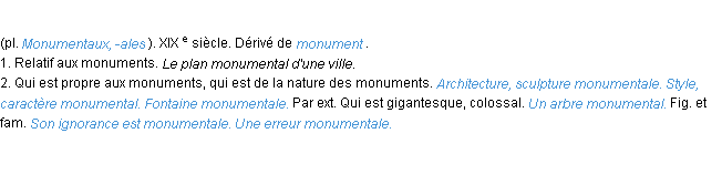 Définition monumental ACAD 1986