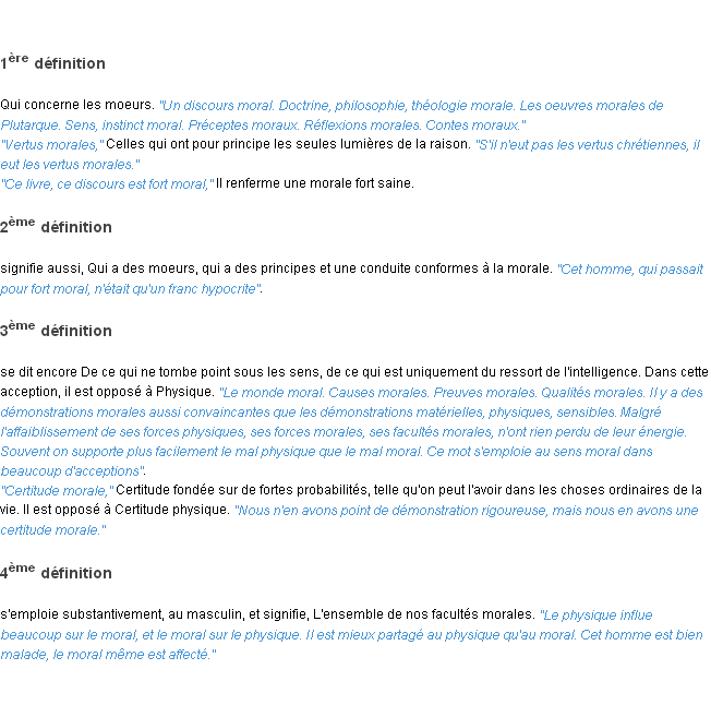 Définition moral ACAD 1835