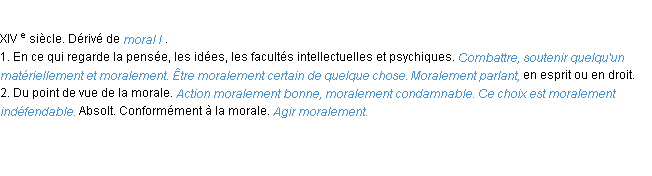 Définition moralement ACAD 1986