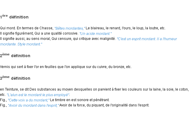 Définition mordant ACAD 1835