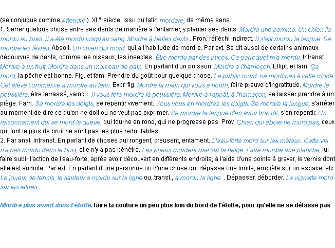Définition mordre ACAD 1986