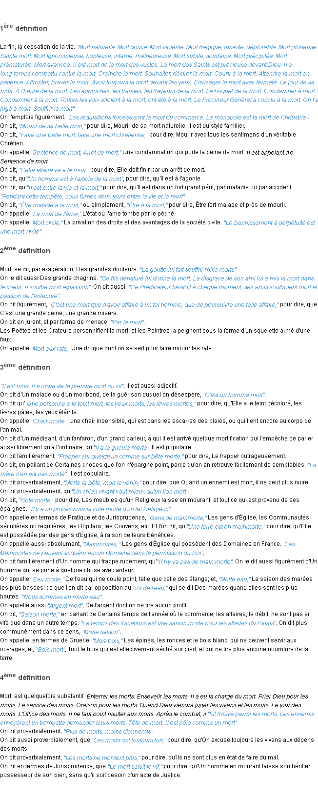 Définition mort ACAD 1798