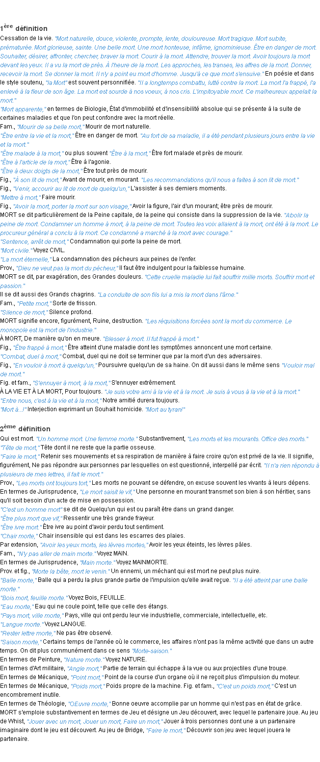 Définition mort ACAD 1932