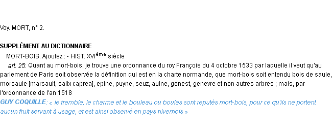 Définition mort-bois Emile Littré