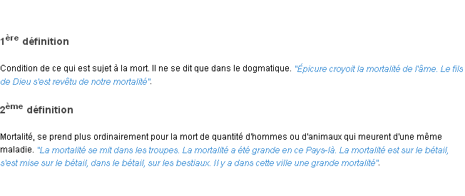 Définition mortalité ACAD 1798