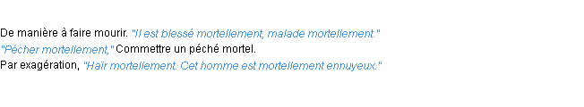 Définition mortellement ACAD 1932