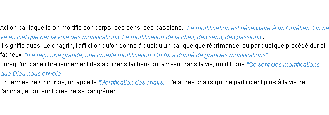 Définition mortification ACAD 1798
