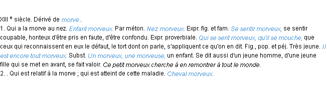 Définition morveux ACAD 1986