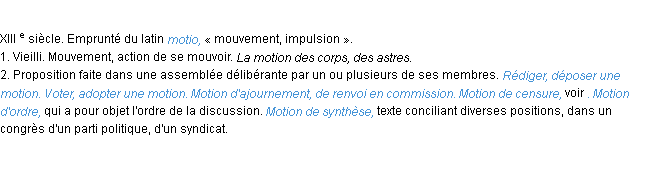 Définition motion ACAD 1986