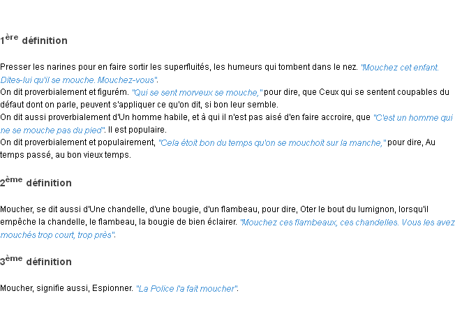 Définition moucher ACAD 1798