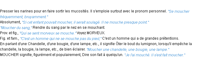 Définition moucher ACAD 1932