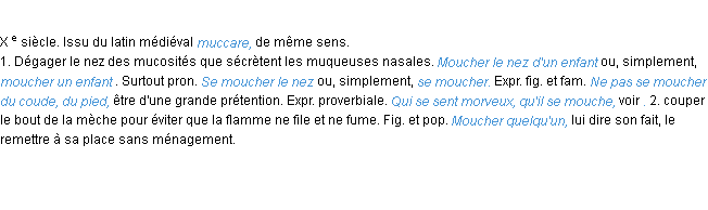 Définition moucher ACAD 1986