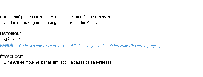 Définition mouchet Emile Littré