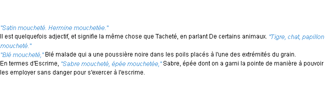 Définition moucheté ACAD 1835