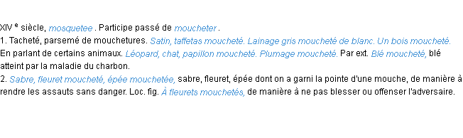 Définition moucheté ACAD 1986