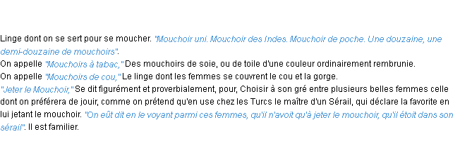 Définition mouchoir ACAD 1798