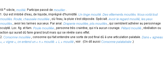 Définition mouillé ACAD 1986