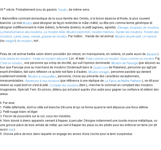 Définition mouton ACAD 1986