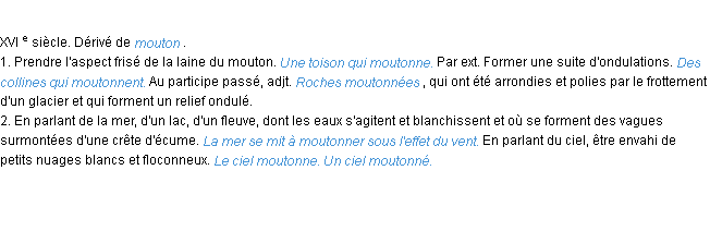 Définition moutonner ACAD 1986