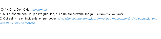 Définition mouvementé ACAD 1986