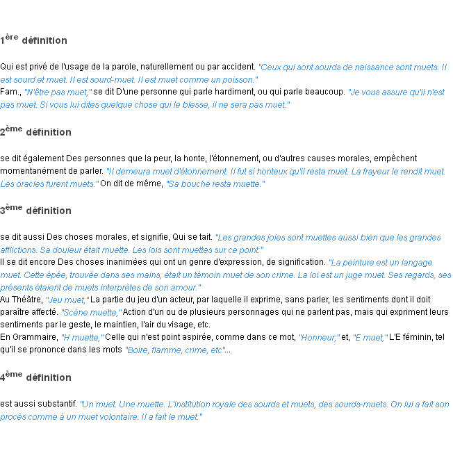 Définition muet ACAD 1835