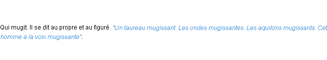 Définition mugissant ACAD 1835