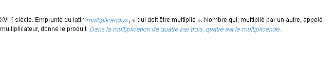 Définition multiplicande ACAD 1986