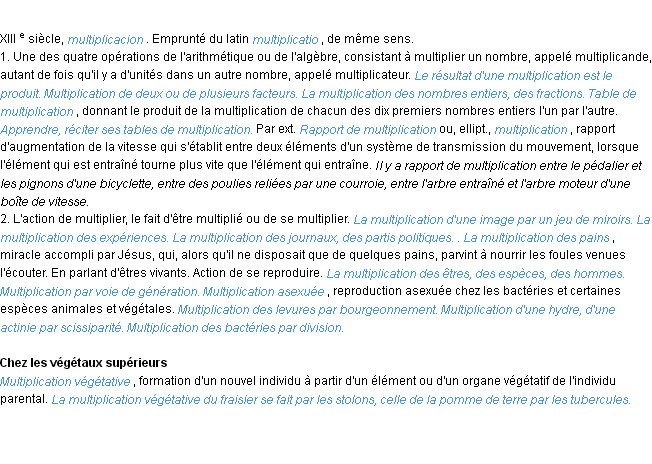 Définition multiplication ACAD 1986