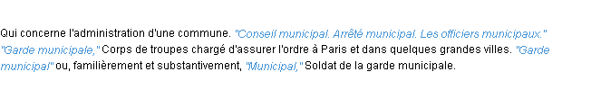 Définition municipal ACAD 1932