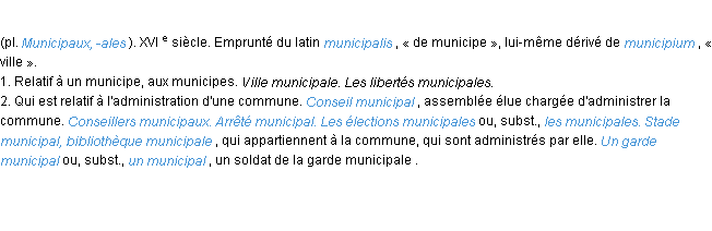 Définition municipal ACAD 1986