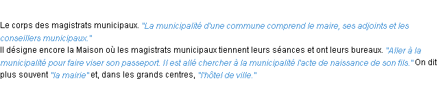 Définition municipalité ACAD 1932