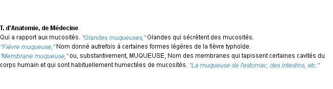 Définition muqueux ACAD 1932