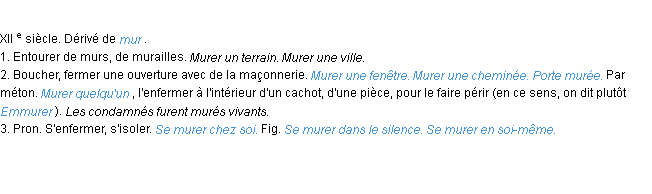 Définition murer ACAD 1986