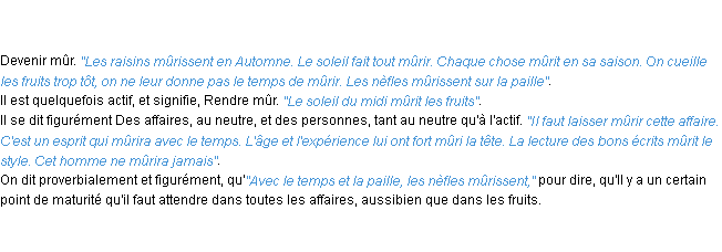 Définition mûrir ACAD 1798