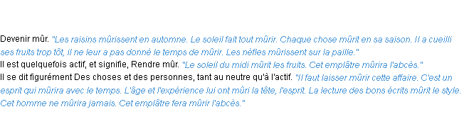 Définition mûrir ACAD 1835