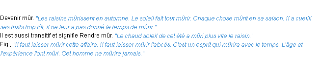 Définition mûrir ACAD 1932