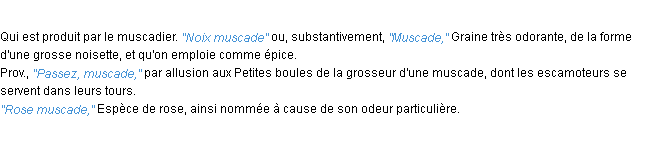 Définition muscade ACAD 1932