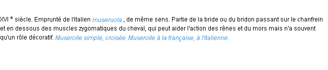 Définition muserolle ACAD 1986